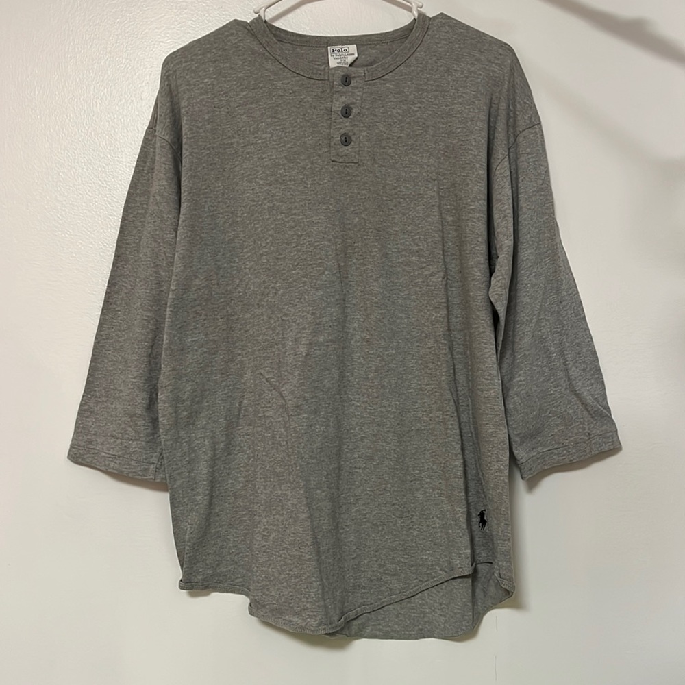 Ralph Lauren Gray Polo 3/4 Sleeve Shirt